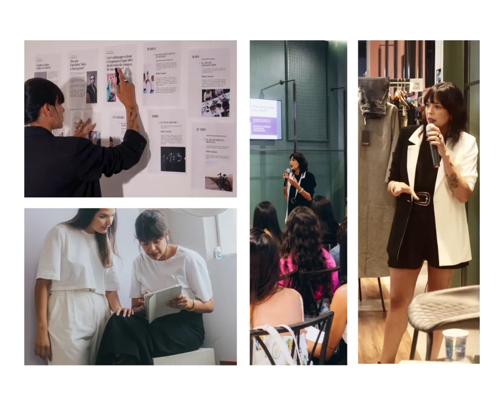 Jana Andrade em momentos de trabalho: gravações, sessões com clientes e bastidores fotográficos